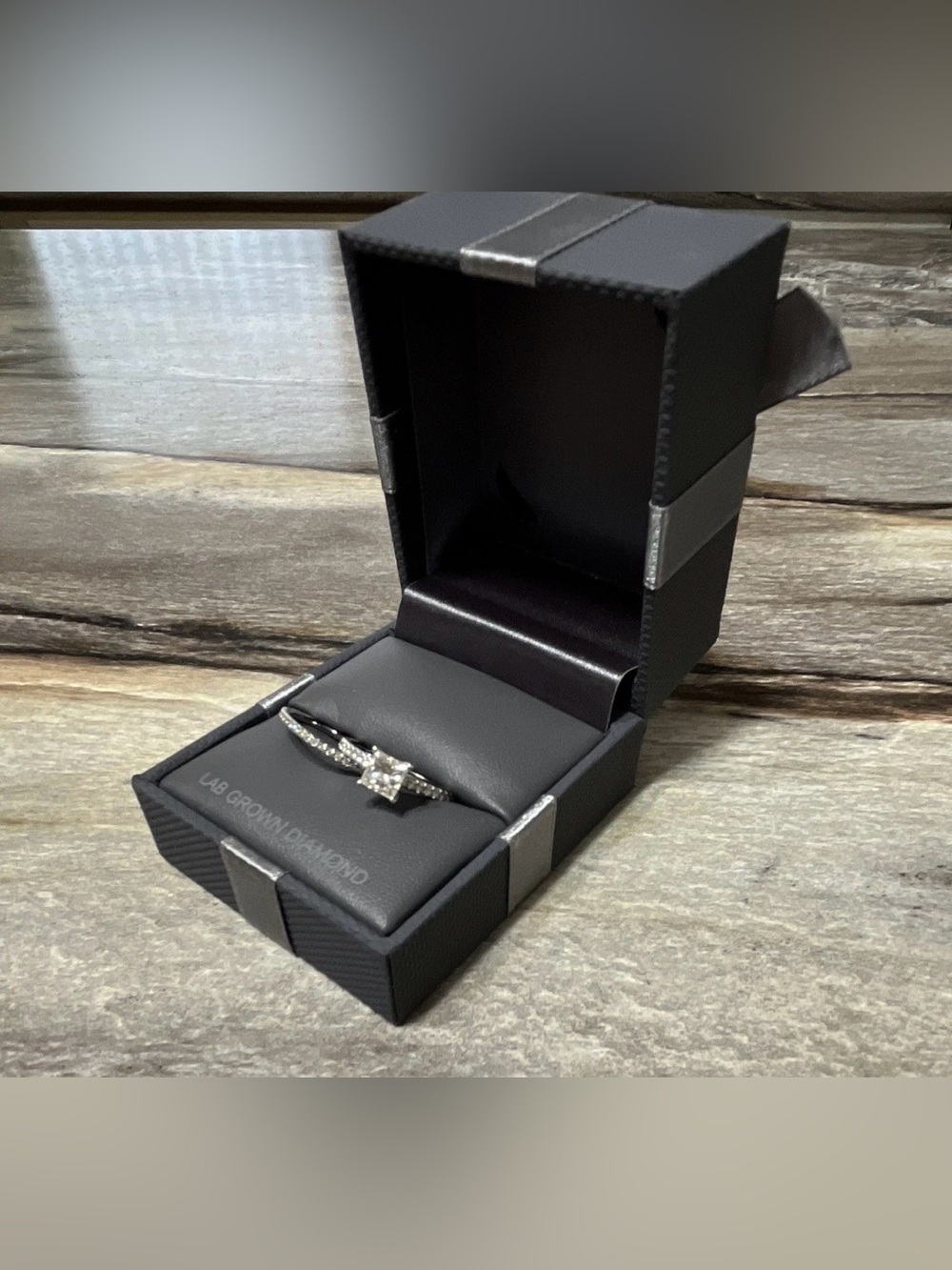 Princess-Cut Halo Engagement Ring Set in Silver